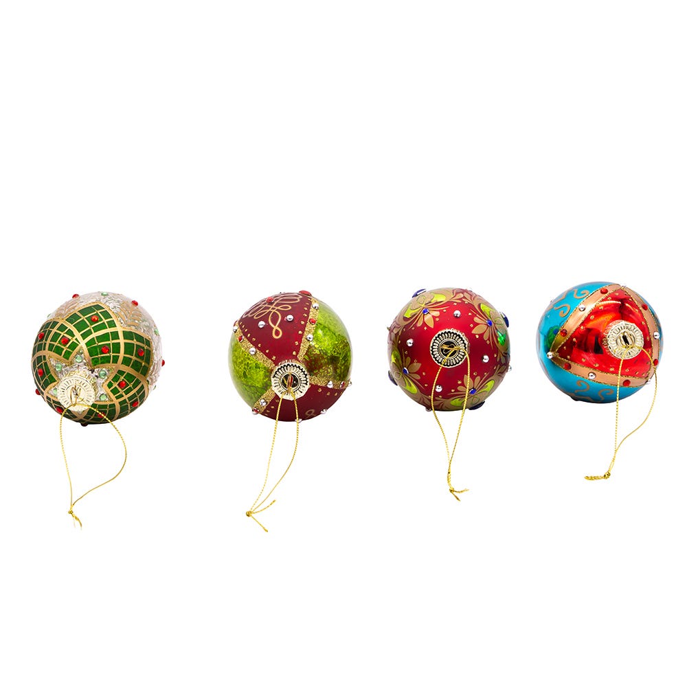 Kurt Adler 65MM Glass Egg Ornaments, 4 Piece Set